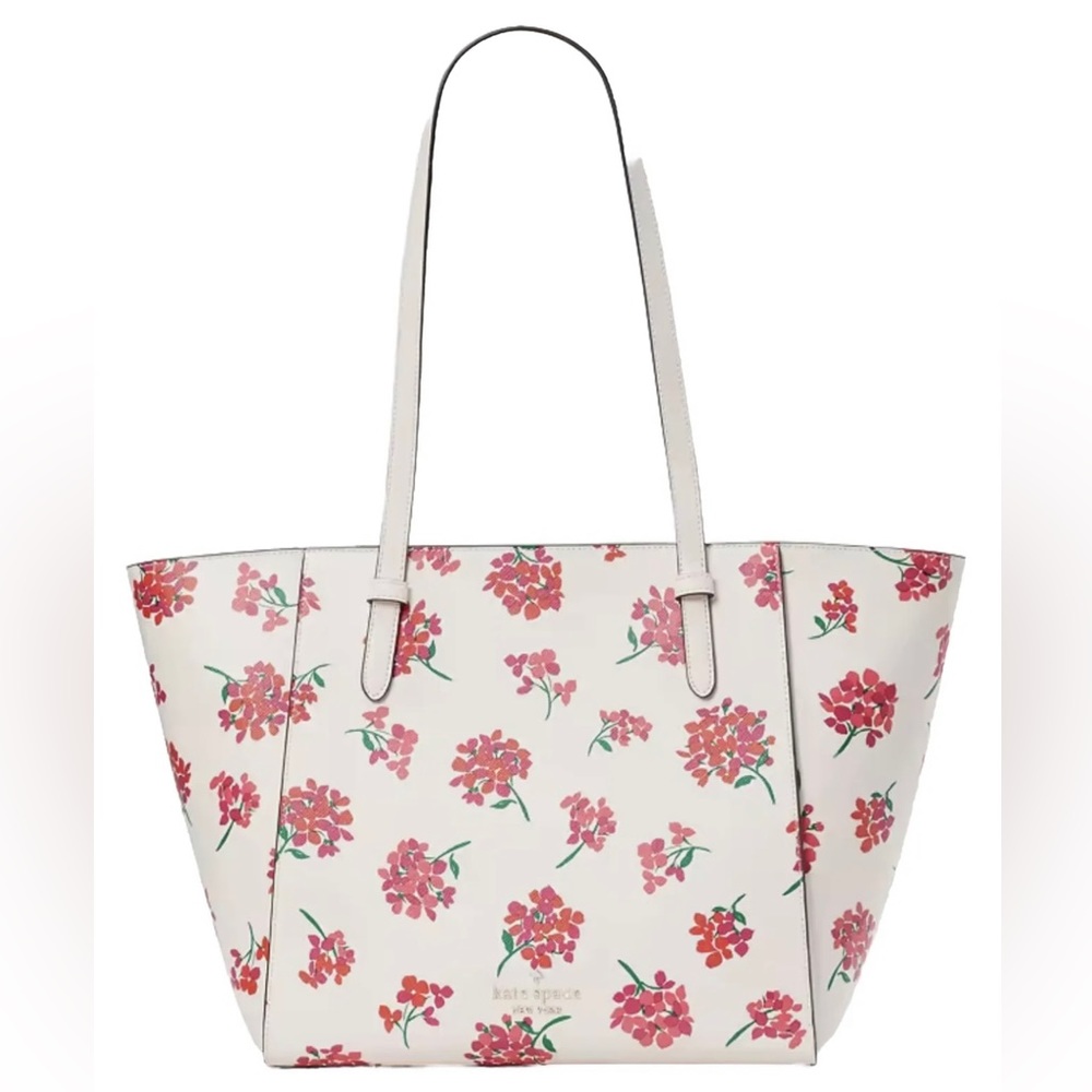 NWT Kate Spade Floral Tote Carryall Shoulder Bag Purse Fresh Peach Multi